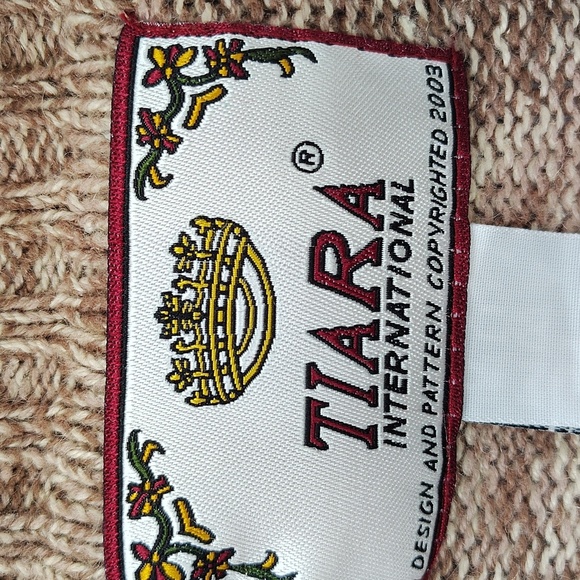 Tiara International Zip Up Sweater Size Large Large Collar Fair Isle Long Sleeve - Picture 2 of 5